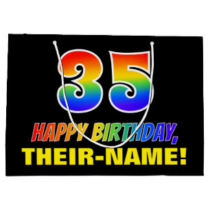 35th Birthday: Bold, Fun, Simple, Rainbow 35 Large Gift Bag