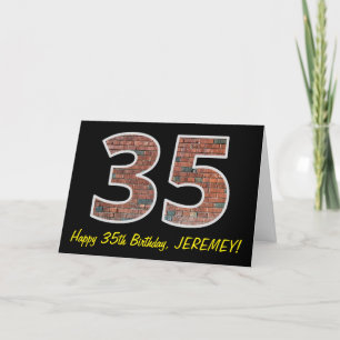 35th Birthday - Brick Wall Pattern "35" w/ Name Card