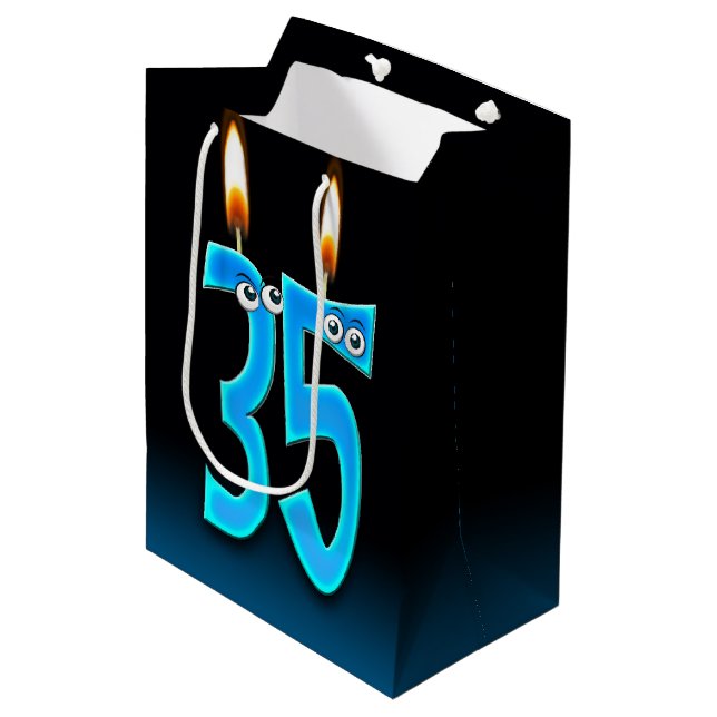 35th Birthday Candles Medium Gift Bag (Front Angled)