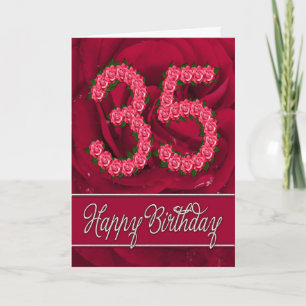 35th birthday card with roses and leaves