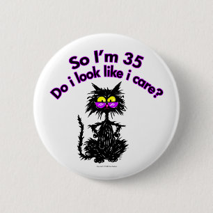 35th Birthday Cat Gifts 2 Inch Round Button