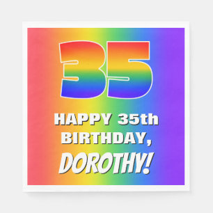 35th Birthday: Colorful, Fun Rainbow Pattern # 35 Napkin