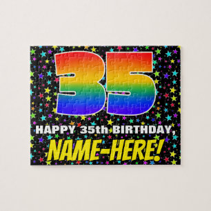 35th Birthday — Fun, Colourful Star Field Pattern Jigsaw Puzzle