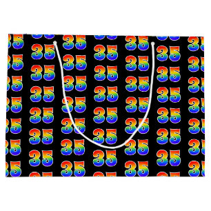 35th Birthday: Fun Rainbow Event Number 35 Pattern Large Gift Bag
