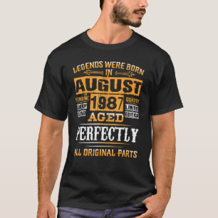 35th Birthday Gift For Legends Born August 1987 35 T-Shirt