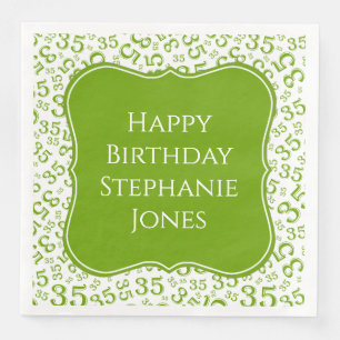 35th Birthday Green/White Random Pattern 35 Napkin