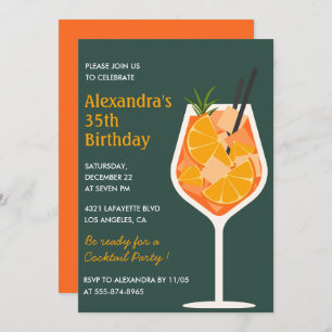 35th birthday invitations Cocktail Elegant Modern