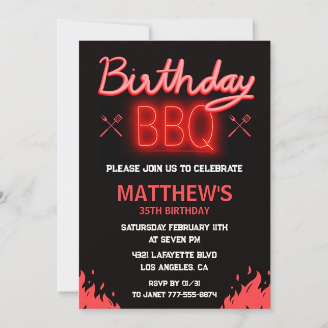 35th birthday invitations for him birthday bbq (Front)