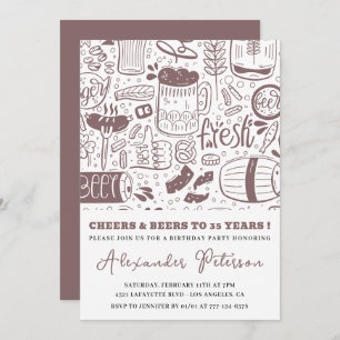 35th birthday invitations Men Beer Vintage