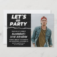 35th birthday invitations Men Black Photo 
