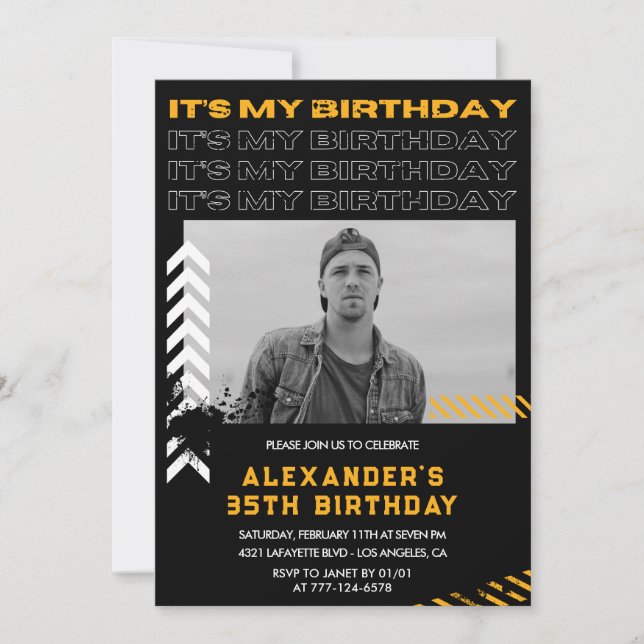 35th birthday invitations Men Photo Spray paint (Front)