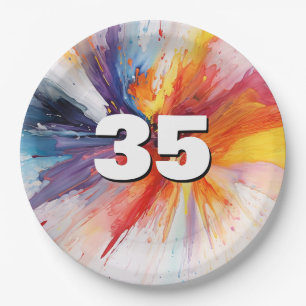 35th Birthday Paint Blast Paper Plate