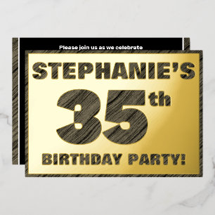 35th Birthday Party — Bold, Faux Wood Grain Text