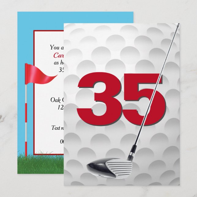 35th Birthday Party Golf Theme Invitation (Front/Back)
