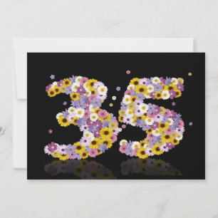 35th Birthday party, with flowered letters Invitation