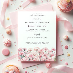 35th Birthday Pink Carnation January Birth Flower Invitation