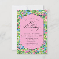 35th Birthday Pink Green Preppy Print Golf