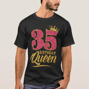 35th Birthday Queen 35 Years Old Girl Crown pink T-Shirt