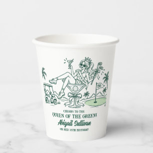 35th Birthday Queen of the Green Funny Golf Paper Cups