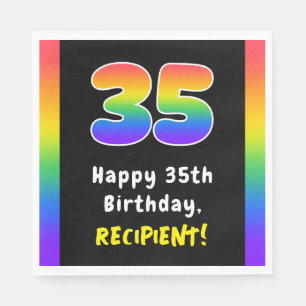 35th Birthday: Rainbow Spectrum # 35, Custom Name Napkin