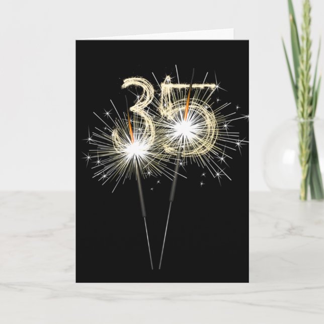 35th Birthday Sparklers on Black  Card (Front)