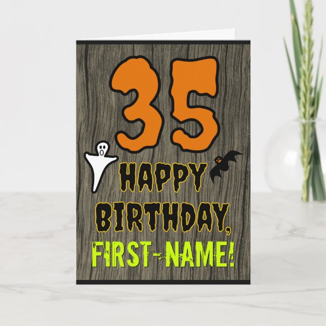 35th Birthday: Spooky Halloween Theme, Custom Name Card (Front)