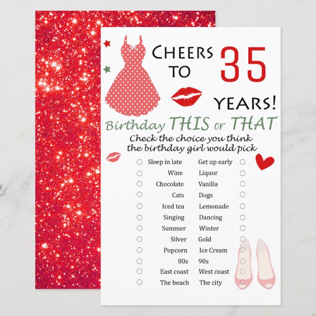 35th Birthday This or That Game (Front/Back)