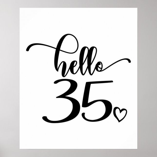 35th Birthday Women Hello 35 Cute 35 Years Old Poster (Front)