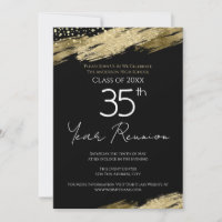 35th Class Reunion Black and Gold Invitation