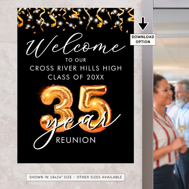 35th Class Reunion Welcome Black Orange Balloon Poster (Creator Uploaded)