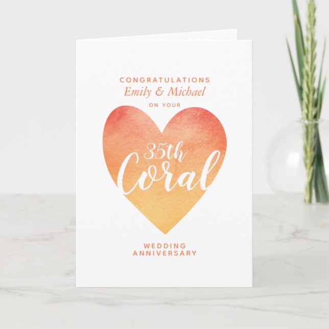 35th CORAL Wedding Anniversary personalized Card (Front)