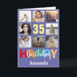 35th Happy Birthday Photo Collage Modern Card<br><div class="desc">35th Happy Birthday Photo Collage Modern Card with personalized name. For further customization,  please click the "Customize it" button and use our design tool to modify this template.</div>