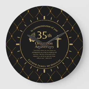 35TH Ordination Anniversary Priest PERSONALIZED Large Clock