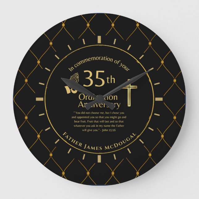35TH Ordination Anniversary Priest PERSONALIZED  Large Clock (Front)