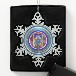 35TH SIGNAL BRIGADE  SNOWFLAKE PEWTER CHRISTMAS ORNAMENT