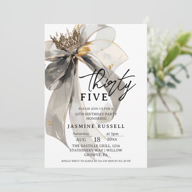 35th Thirty five Birthday Party Women Invitation (Standing Front)