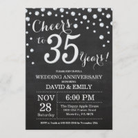 35th Wedding Anniversary Chalkboard Black Silver