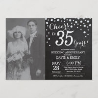 35th Wedding Anniversary Chalkboard Black Silver