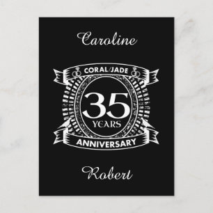 35th wedding anniversary Coral Jade crest Postcard