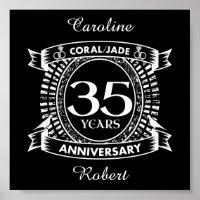 35th wedding anniversary Coral Jade crest