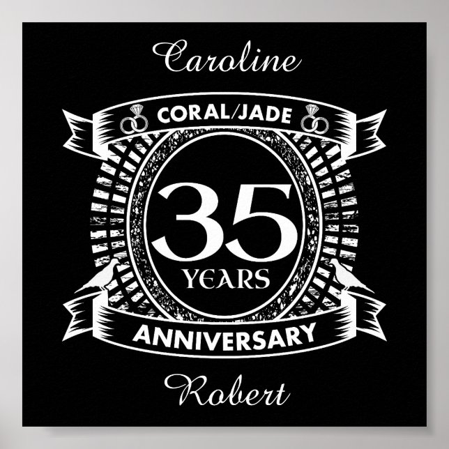 35th wedding anniversary Coral Jade crest Poster (Front)