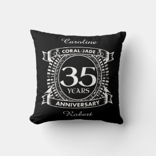 35th wedding anniversary Coral Jade crest Throw Pillow