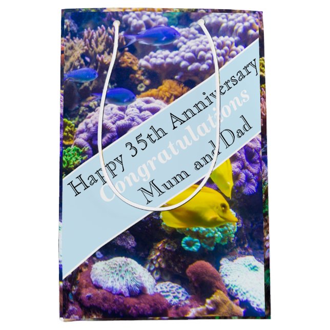 35th Wedding Anniversary Coral  Medium Gift Bag (Front)