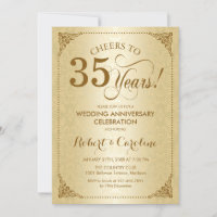 35th Wedding Anniversary - Gold Damask