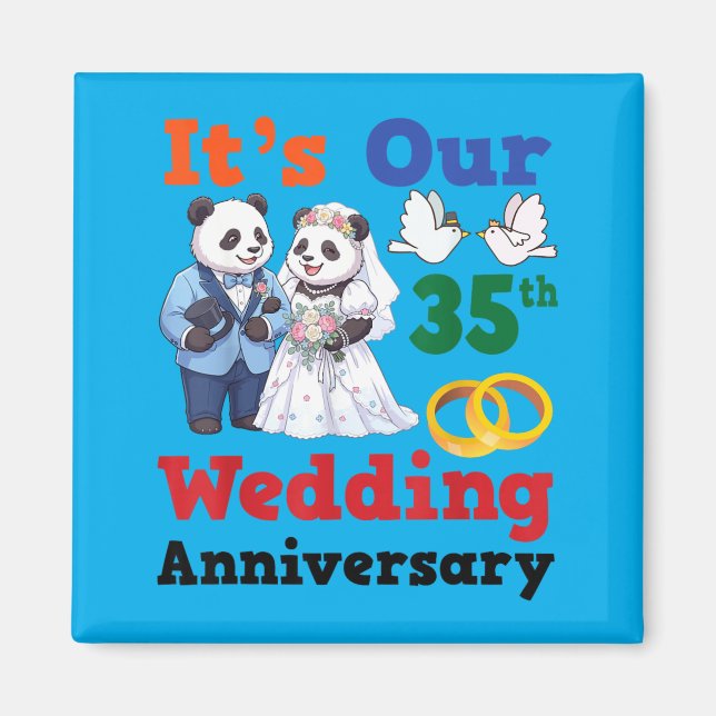35th Wedding Anniversary Panda Couples Together Magnet (Front)
