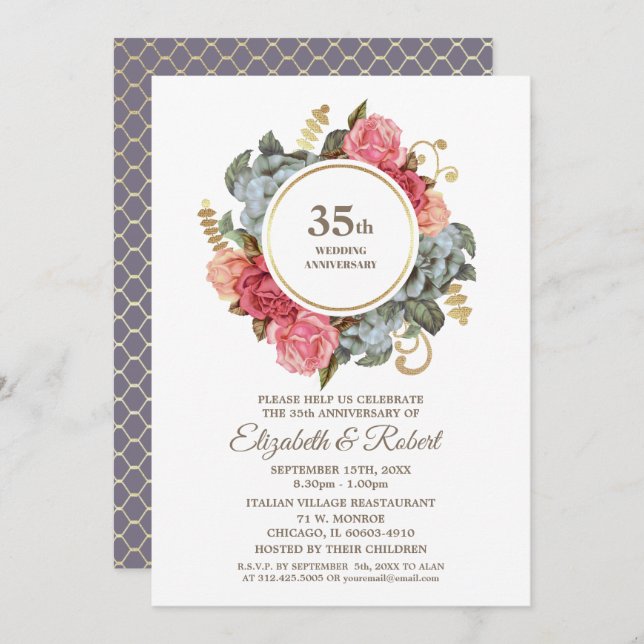 35th Wedding Anniversary Party Invitations (Front/Back)