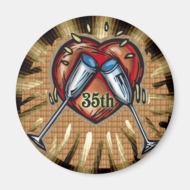 35th wedding anniversary square magnet (Front)