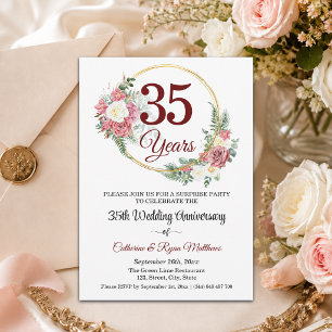 35th Wedding Anniversary Surprise Party Floral Invitation