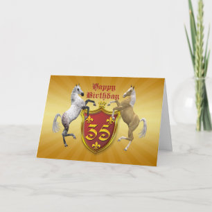 35thbirthday card with a coat of arms