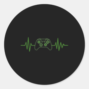 365 Gamer Heartbeat Tee For Video Game Players Classic Round Sticker